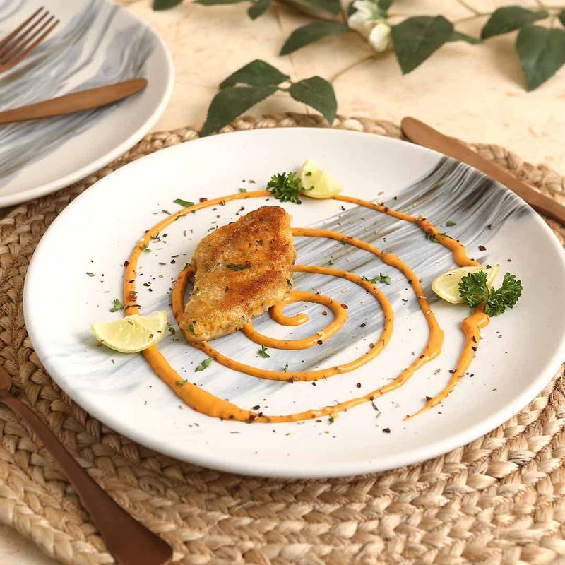 Wonderchef Teramo Stoneware 11 Inch Dinner Plate - Marble White, Set of 2 - Image 5