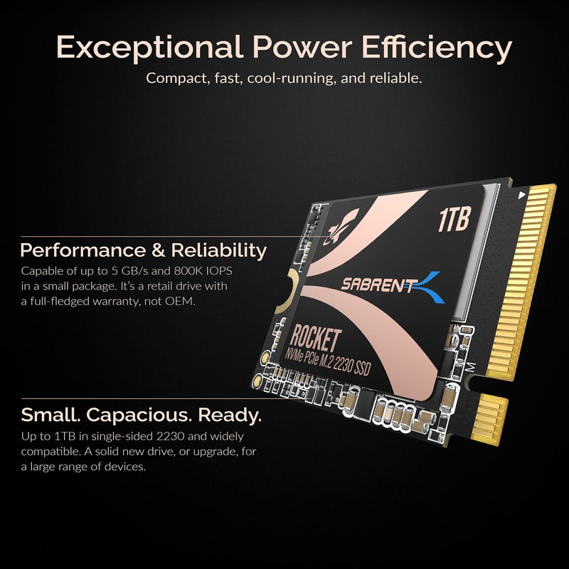 SABRENT Rocket 2230 NVMe 4.0 1TB High Performance PCIe 4.0 M.2 2230 SSD [SB-2130-1TB] - Image 4