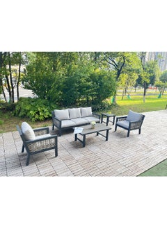 LIVING ACCENTS 5-Piece Weather-Resistant Durable Outdoor Seating Set Grey and Cream 79 x 190 x 83 cm HTR9282-2  - Image 2