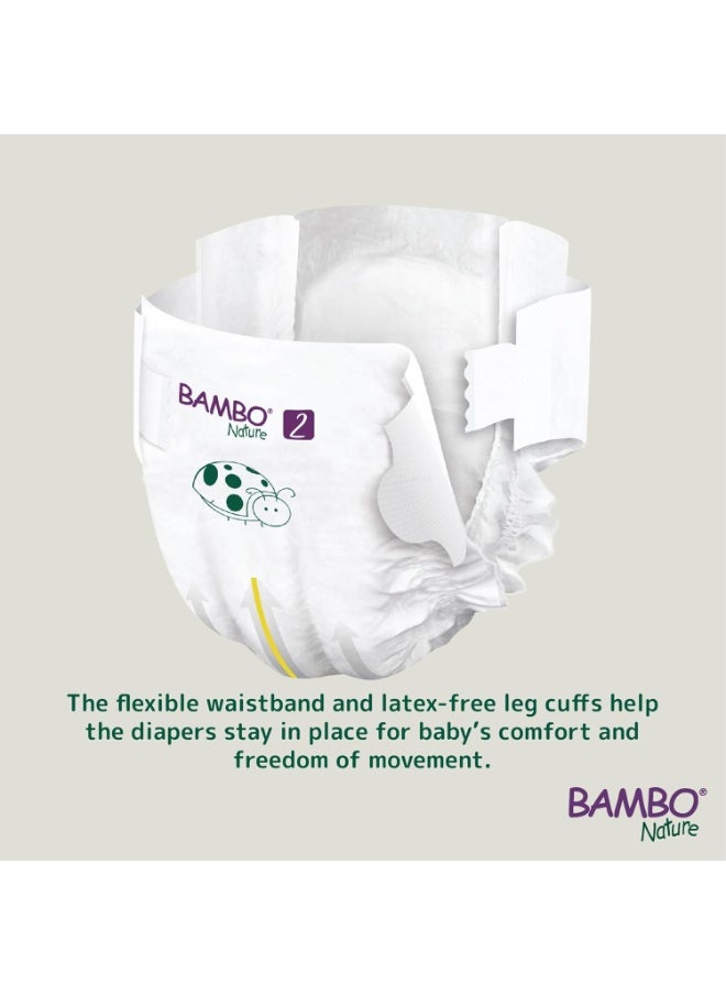 BAMBO NATURE Premium Eco Nappies, Eco-Labelled Sustainable Nappies, Enhanced Leakage Protection, Secure & Comfortable Baby Nappies, Secure & Comfortable - Size 2 Nappies (7-13lb/3-6kg), Mini, 30 Count  - Image 2