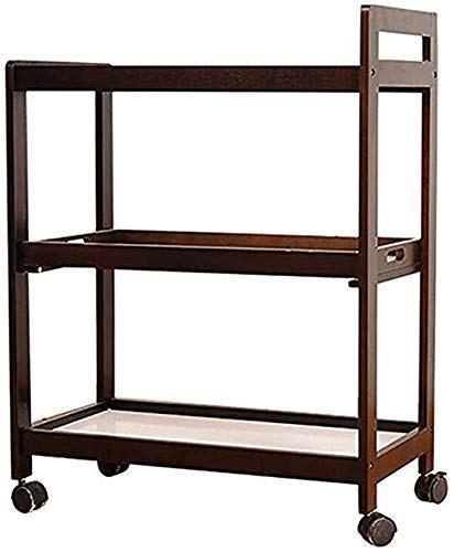 Vm Decor 3-Tier Solid Wood Rolling Bar Cart, Wine Serving Trolley (3 tier, Brown Polish) (Style 1) - Image 5
