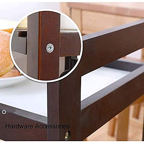 Vm Decor 3-Tier Solid Wood Rolling Bar Cart, Wine Serving Trolley (3 tier, Brown Polish) (Style 1) - Image 2