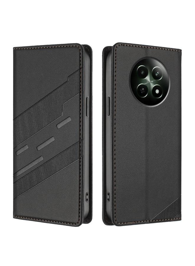 اس-توب جراب لهاتف Realme 12 4G، جراب هاتف جلدي متعدد الوظائف منقوش بتصميم كلاسيكي - Image 2