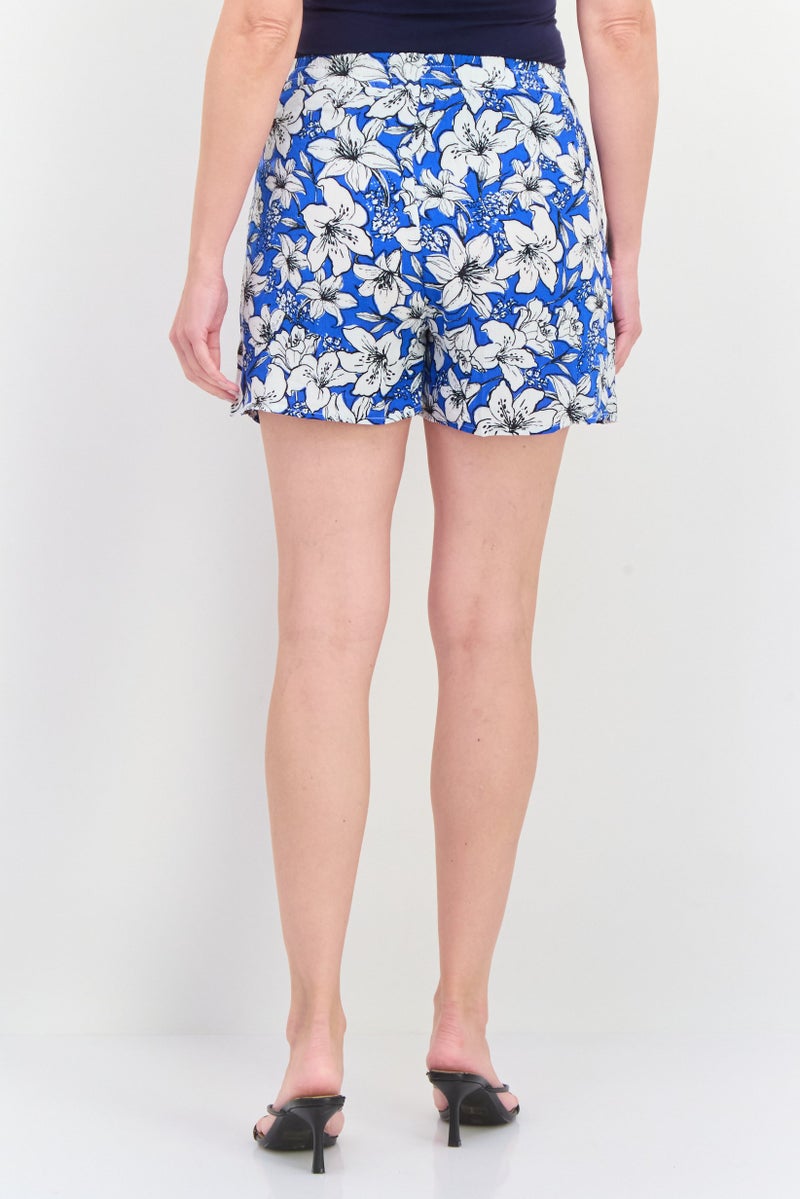 ONLY Women Floral Print Basic Short, Blue  - Image 2
