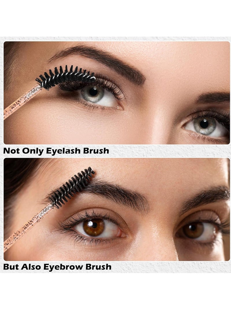 EWAGOA 300 Pcs Disposable Mascara Wands, Crystal Eyelash Brush Eyebrow Spoolies for Eyelash Extensions, Pink & Black Mascara Brushc  - Image 3