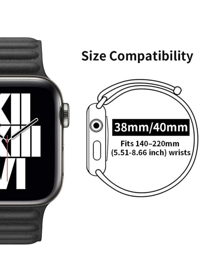 ELTRAZONE Compatible with Apple Watch Band 45mm,Genuine Leather Watch Strap Replacement for Apple Watch Series 7 - Image 3