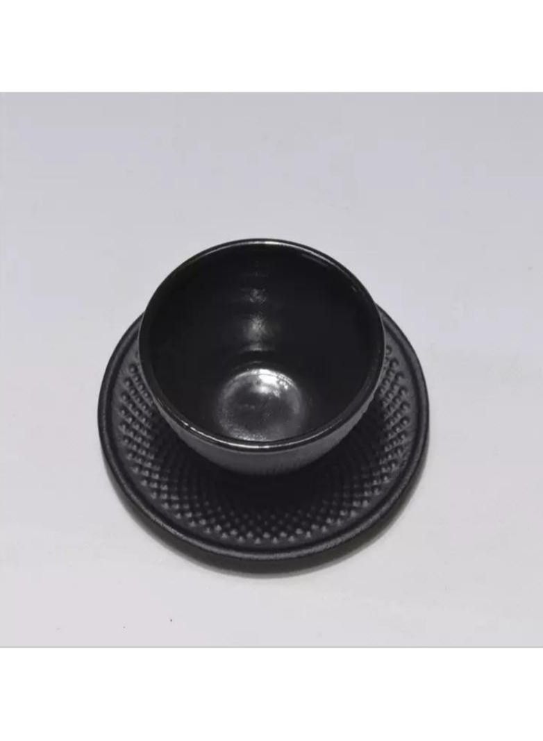 تيلاند كوب شاي من الحديد الزهر المطلي بالمينا متين وصحن للمنازل أو المطاعم 0.1 لتر أسود - Image 4