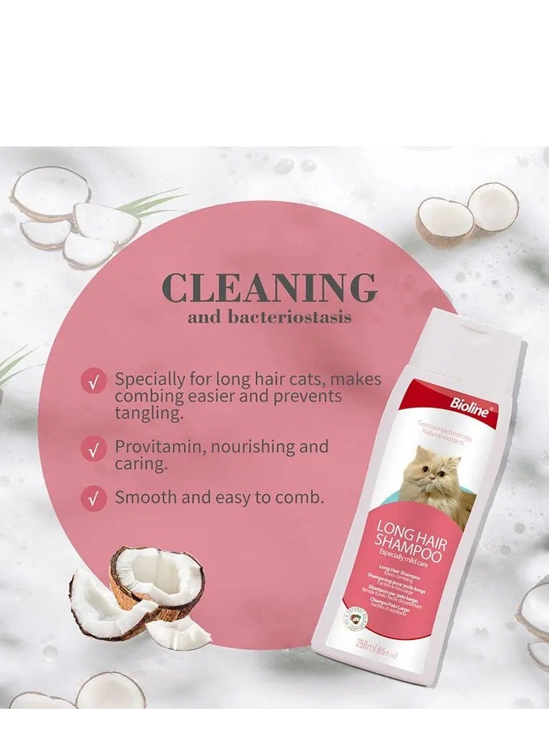 Bioline Cat Shampoo for Long Hair – 250ml Deep-Clean & Detangle Formula - Image 2