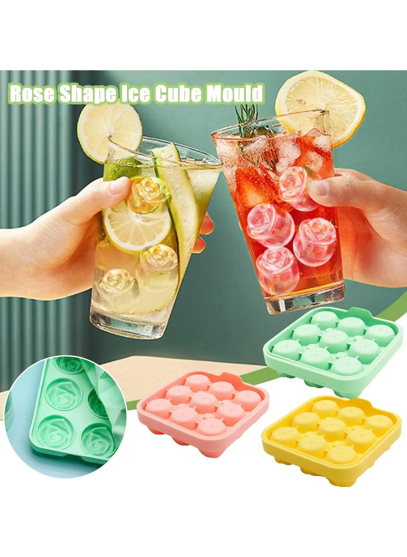 Generic - ice tray 9 cavity Silicone Rose Ice Cube Mold, Ice Ball Maker with Lid, Ice Cube Container for Cooling  Juice, chocolate, jelly, ice cream - Image 1