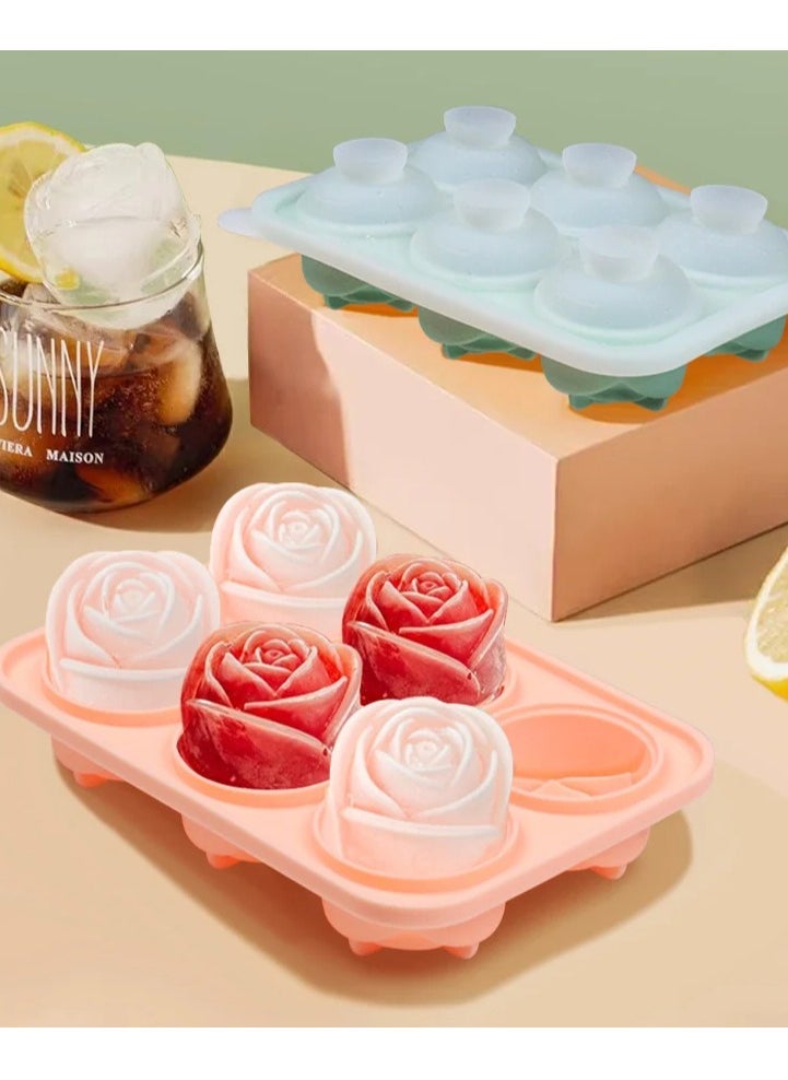 Generic - ice tray 9 cavity Silicone Rose Ice Cube Mold, Ice Ball Maker with Lid, Ice Cube Container for Cooling  Juice, chocolate, jelly, ice cream - Image 1