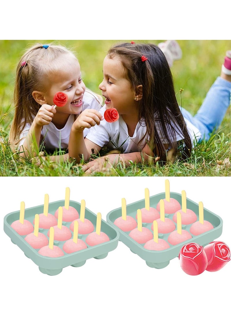 Generic - ice tray 9 cavity Silicone Rose Ice Cube Mold, Ice Ball Maker with Lid, Ice Cube Container for Cooling  Juice, chocolate, jelly, ice cream - Image 1