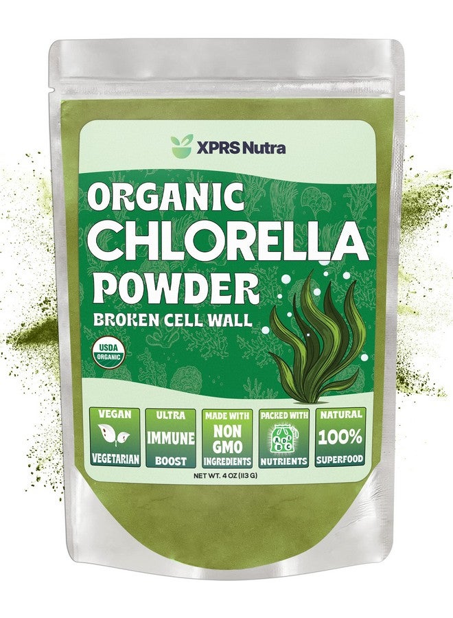 XPRS Nutra مسحوق كلوريلا العضوي من XPRS نوترا - مسحوق الكلوروفيل من جدار الخلية المكسور - مسحوق كلوريلا العضوي للمناعة - مسحوق كلوريلا العضوي الصديق للنباتيين للبروتين الكامل (4 أونصة) - Image 1