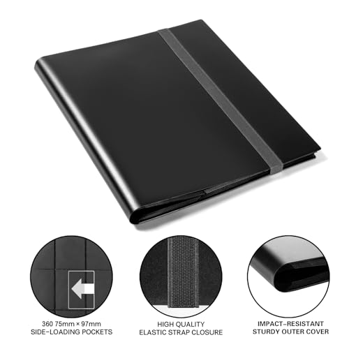 GEAoffice Trading Card Binder, 9 Pockets Card Album Folder, 360 Side Loading Pocket Binder for Sports&Game Cards, MTG and Other TCG, BLACK - Image 2