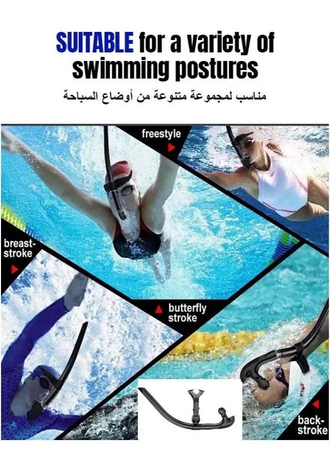 أنبوب تنفس للسباحة، ملحقات السباحة، معدات السباحة، تدريب السباحة، غطس السنوركل، مريح من السيليكون  للطعام، صمام تصريف أحادي الاتجاه، للحوض والمياه المفتوحة - Image 3
