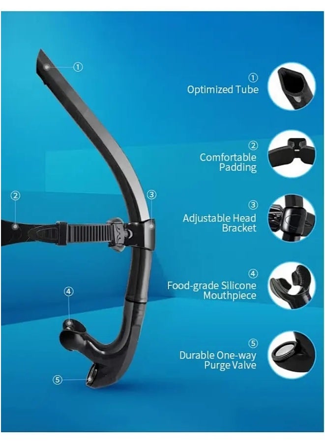 أنبوب تنفس للسباحة، ملحقات السباحة، معدات السباحة، تدريب السباحة، غطس السنوركل، مريح من السيليكون  للطعام، صمام تصريف أحادي الاتجاه، للحوض والمياه المفتوحة - Image 4