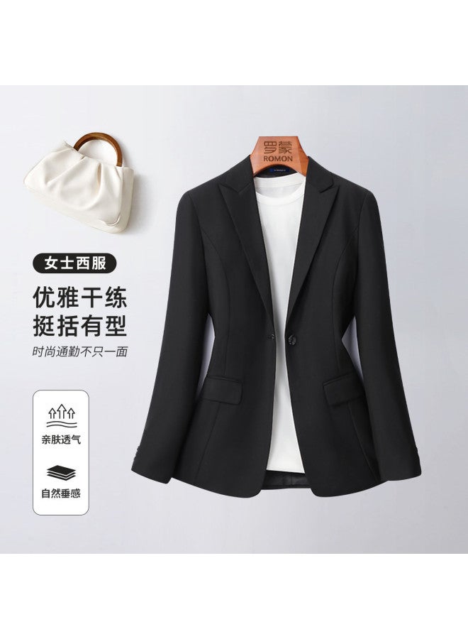 ROMON Women'S Casual Business Blazer, Single-Breasted Slim-Fit Jacket, Fashionable And Minimalist Commuting Blazer For Women - Image 2