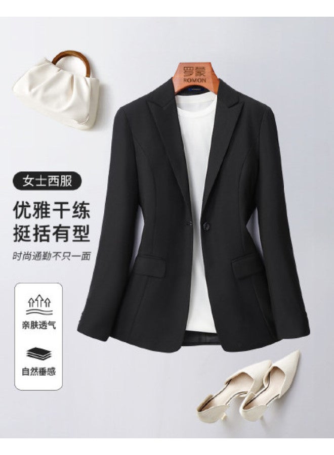 ROMON Women'S Casual Business Blazer, Single-Breasted Slim-Fit Jacket, Fashionable And Minimalist Commuting Blazer For Women - Image 1