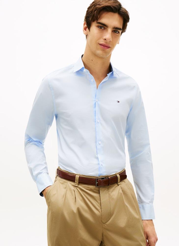 TOMMY HILFIGER Slim Fit Contrast Collar Poplin Shirt - Image 1