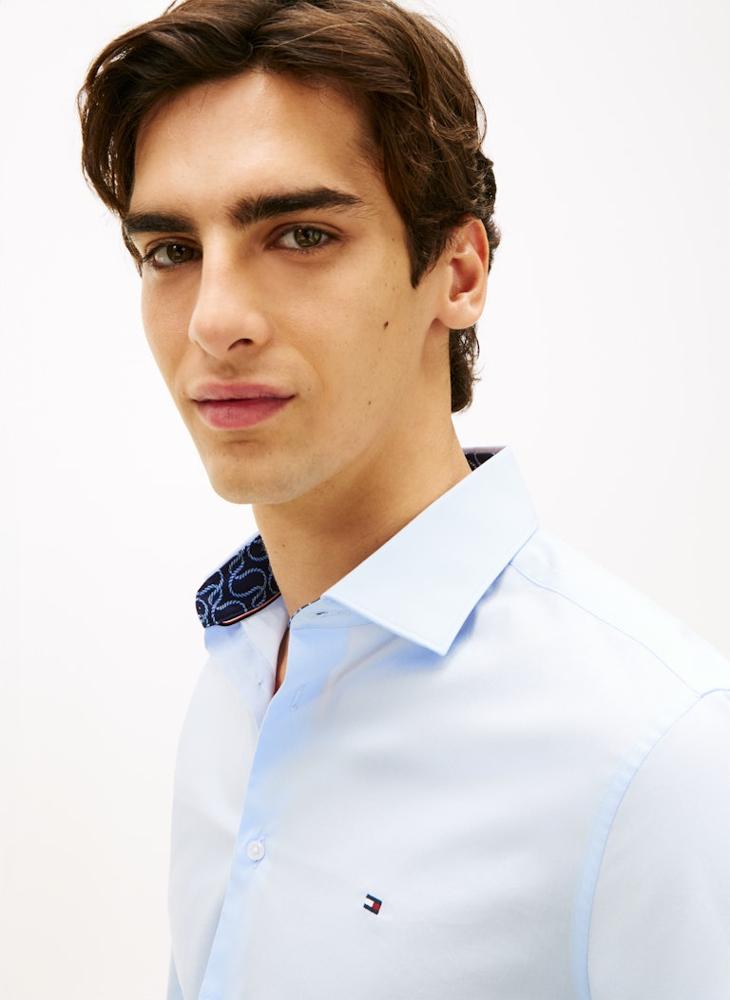 TOMMY HILFIGER Slim Fit Contrast Collar Poplin Shirt - Image 3