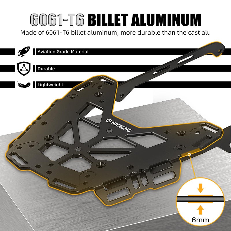 NICECNC Black Motorcycle Rear Luggage Rack Luggage Cargo Rack Compatible with Yamaha Tenere 700/XTZ700 2019-2024, Tenere 700 Rally Edition 2020-2024, 6061 Aluminum, Q235 Steel, Tenere 700 Accessories - Image 3