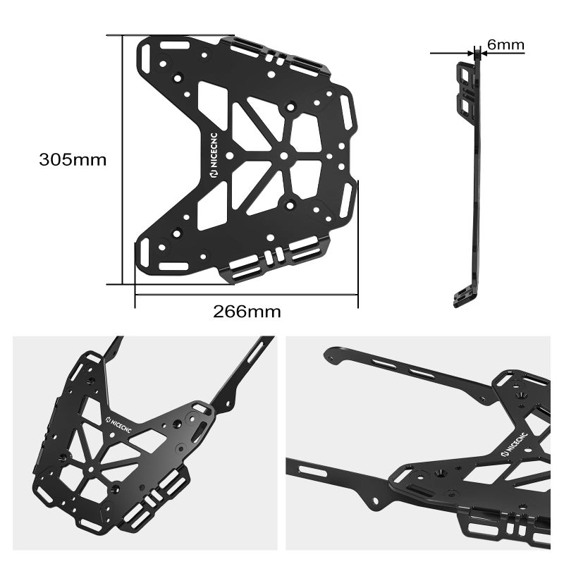 NICECNC Black Motorcycle Rear Luggage Rack Luggage Cargo Rack Compatible with Yamaha Tenere 700/XTZ700 2019-2024, Tenere 700 Rally Edition 2020-2024, 6061 Aluminum, Q235 Steel, Tenere 700 Accessories - Image 5