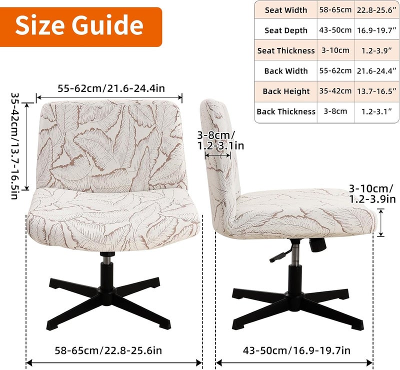 Fuloon Criss Cross Chair Cover, Stretchable, Solid Jacquard, Armless Chair Slipcovers for Office/Desk/Mid Back Wide Seat/Computer/Task/Vanity Chair (Reed -Shaped Jacquard, Brown) - Image 3