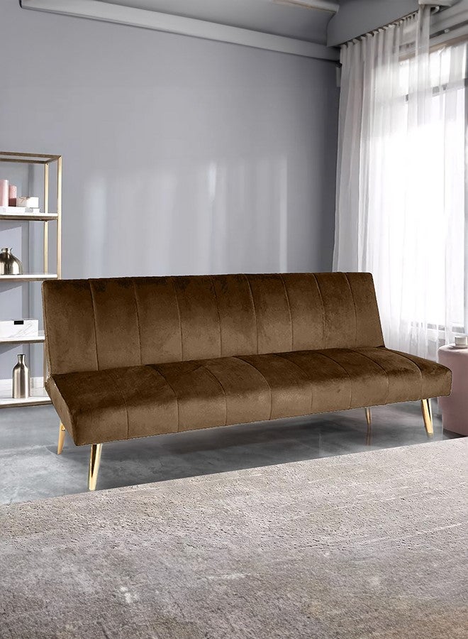In-House Celine | 3-Seater Sofabed 2 In 1 Upholstered In Velvet 25x168x92 cm - Brown - Image 1