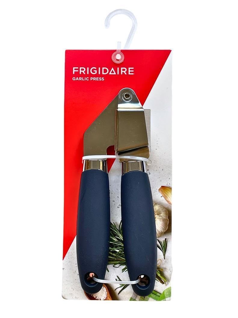 Frigidaire Garlic Press, Stainless Steel with Soft Ergonomic Silicone Handle (NAVY)