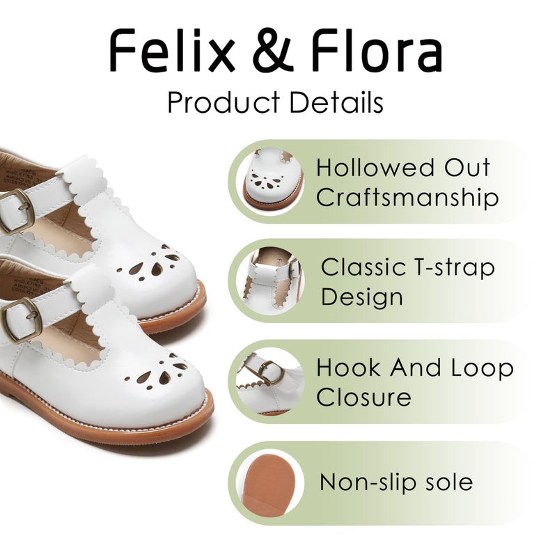Felix & Flora Toddler Little Girl White Mary Jane Dress Shoes - Ballet Flats for Easter Flower Girl Party School Shoes(White,8Toddler) - Image 5