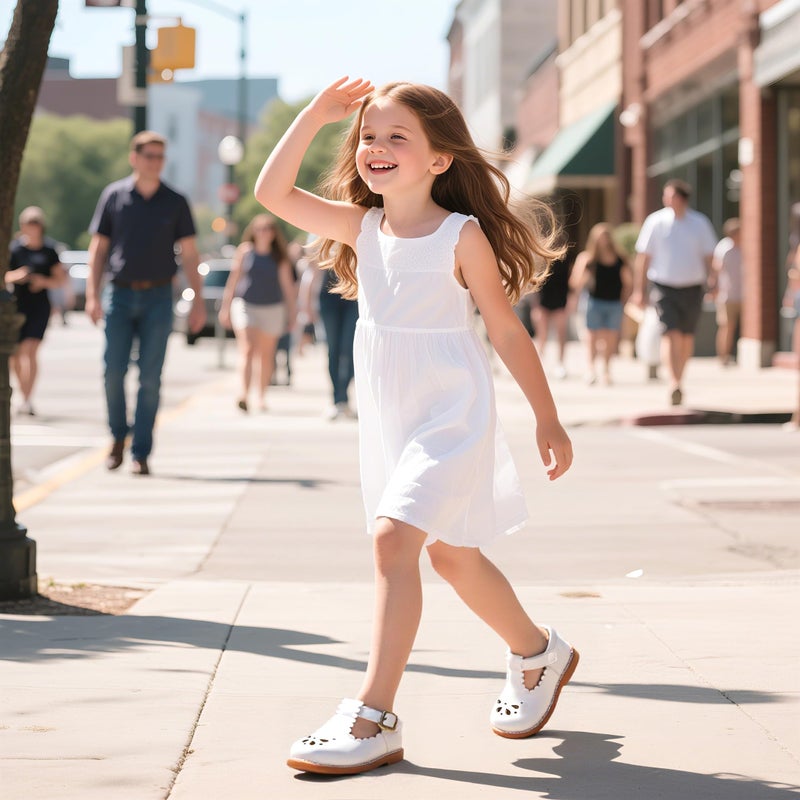 Felix & Flora Toddler Little Girl White Mary Jane Dress Shoes - Ballet Flats for Easter Flower Girl Party School Shoes(White,8Toddler) - Image 2