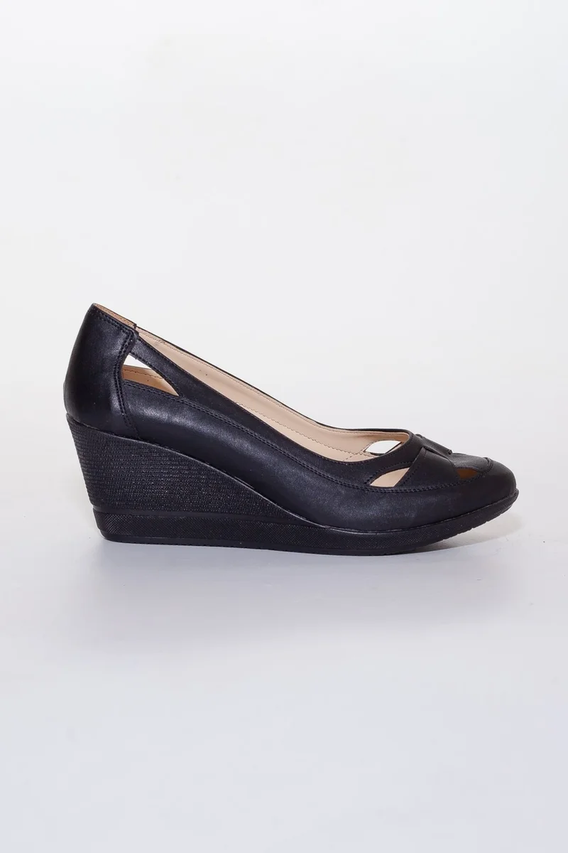 Dilimler Ayakkabı Wedge Sole Orthopedic Black Women's Wedge Heeled Shoes