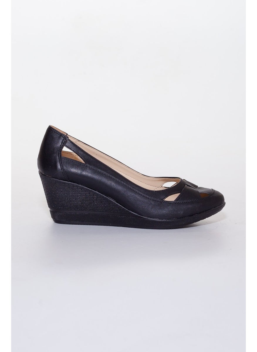 Dilimler Ayakkabı Wedge Sole Orthopedic Black Women's Wedge Heeled Shoes  - Image 4
