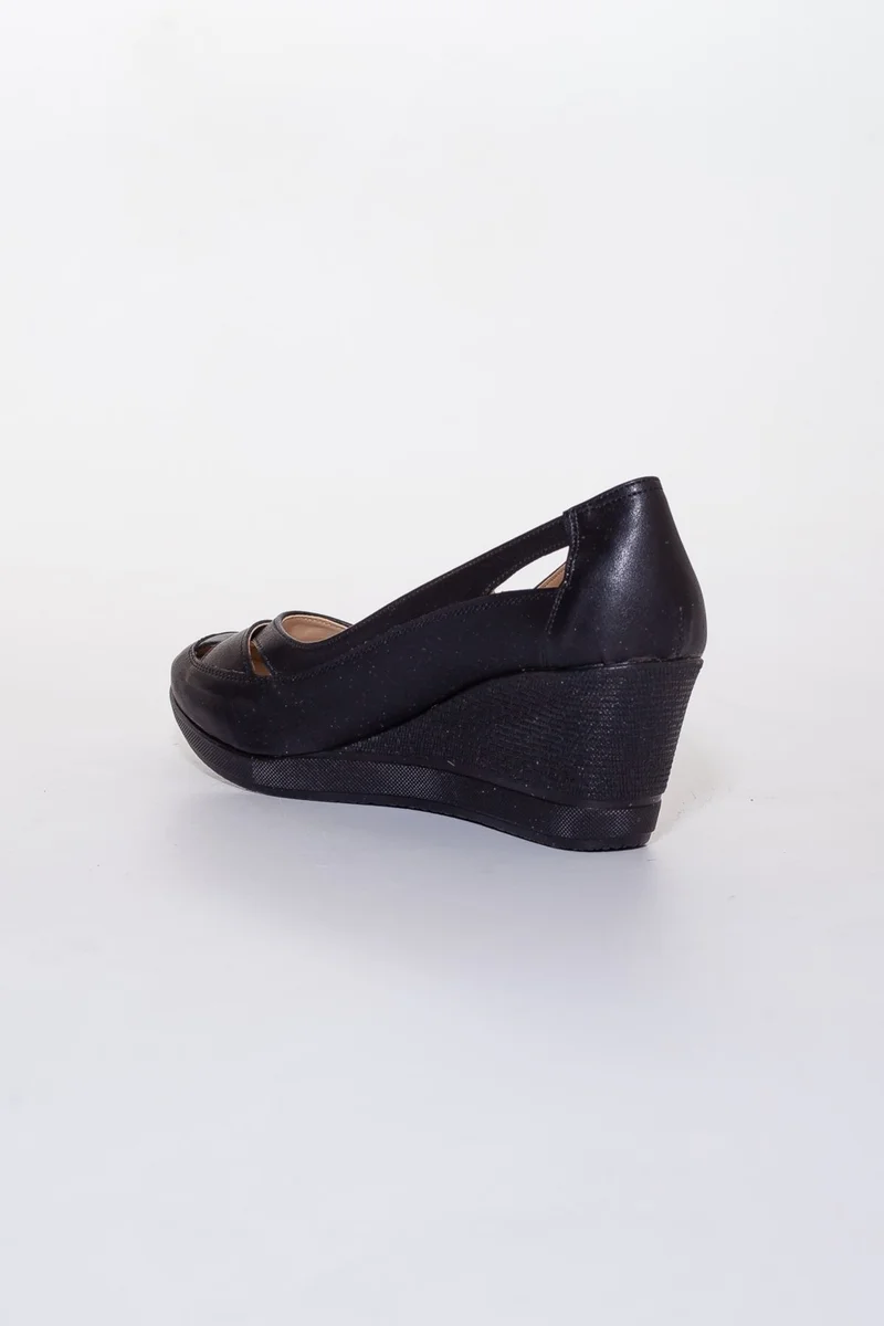 Dilimler Ayakkabı Wedge Sole Orthopedic Black Women's Wedge Heeled Shoes