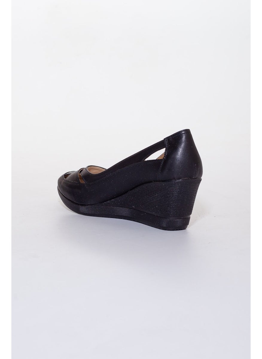 Dilimler Ayakkabı Wedge Sole Orthopedic Black Women's Wedge Heeled Shoes  - Image 3
