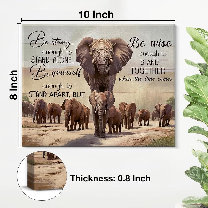 QPVXSST Inspirational Elephant Canvas Wall Art Be Strong African Elephants Print Poster Framed Painting Artwork for Home Bedroom Living Room Wall Decoration 8x10 Inch - Image 2