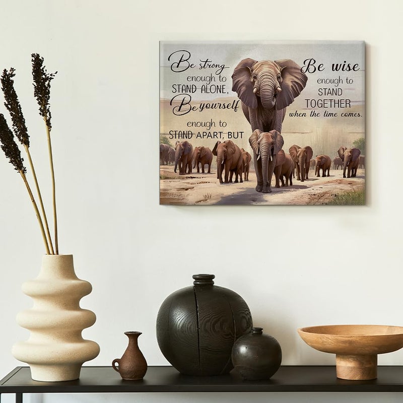 QPVXSST Inspirational Elephant Canvas Wall Art Be Strong African Elephants Print Poster Framed Painting Artwork for Home Bedroom Living Room Wall Decoration 8x10 Inch - Image 5