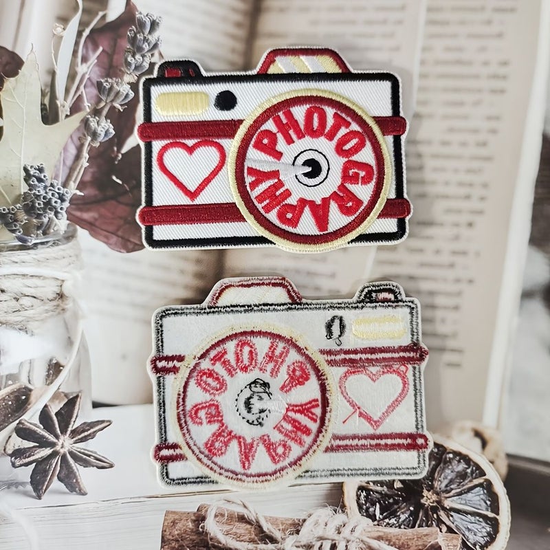 A Photography Themed Embroidery Patch Featuring A Heart Design For Leisure Use On Jackets Jeans Vests And Bags With Hot Melt Adhesive Backing For Sewing Or Ironing - Image 5