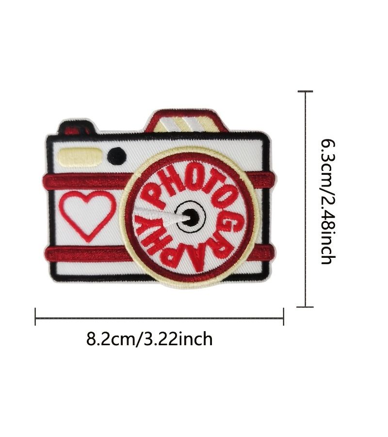 A Photography Themed Embroidery Patch Featuring A Heart Design For Leisure Use On Jackets Jeans Vests And Bags With Hot Melt Adhesive Backing For Sewing Or Ironing - Image 3