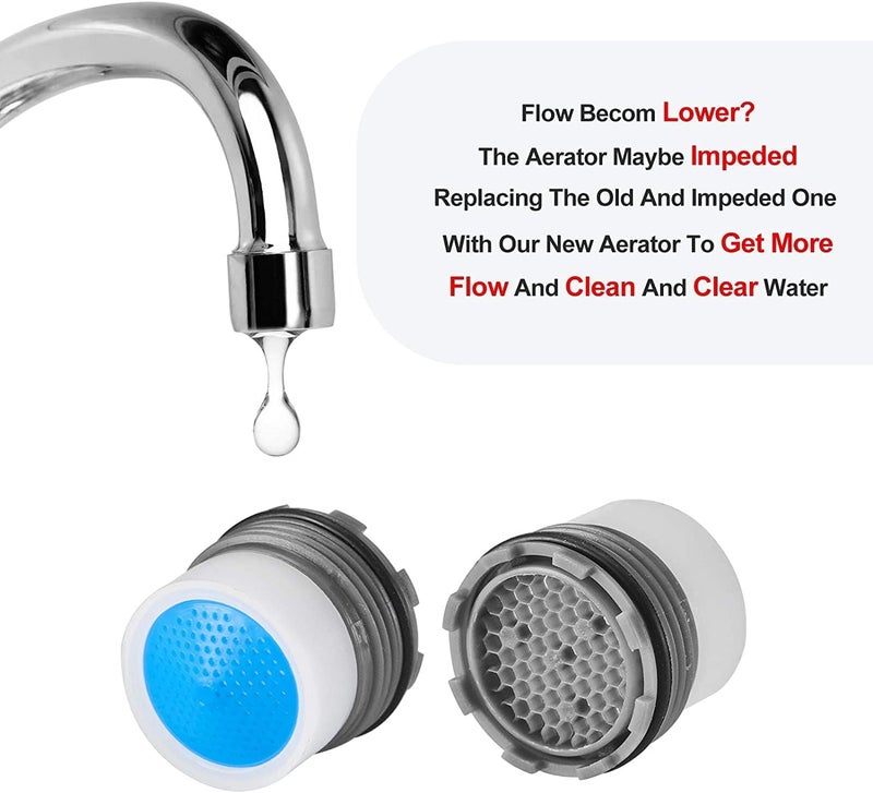 Boolavard 5 Pieces Faucet Aerator - Insert Water Tap Aerators Faucet Flow Restrictor Replacement Parts for Bathroom or Kitchen, 1.2GPM，16.5mm/0.64Inch - Image 4