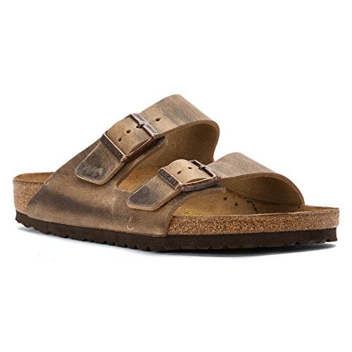 BIRKENSTOCK صندل بيركنستوك يونيكس أريزونا ببطانة ناعمة، جلد بني مزيت، 41 م EU/10-10.5 B(M) US نساء/8-8.5 B(M) US رجال - Image 1