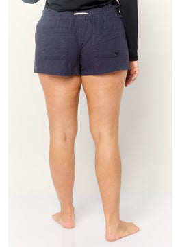 Roxy Women Plain Drawstring Beachwear Shorts, Navy  - Image 3