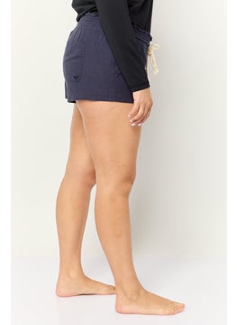 Roxy Women Plain Drawstring Beachwear Shorts, Navy  - Image 4