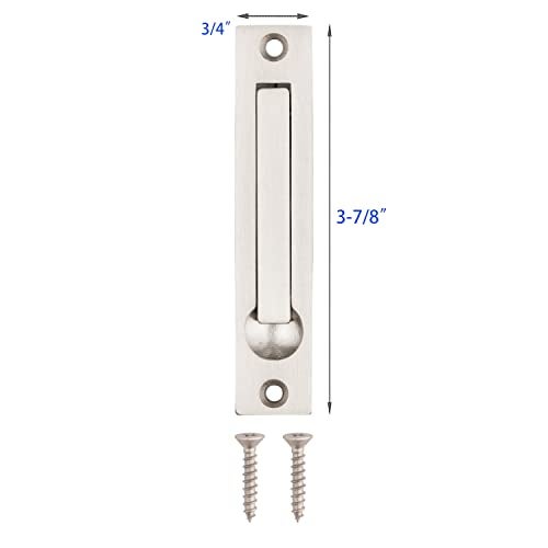 Dontay Pocket Door Edge Pull, Professional Stainless Steel 304, 4" Hidden Door Handle, Flush Mount Pocket Door Hardware for Pocket Sliding Door, Spring Loaded (1, Satin Nickel) - Image 2