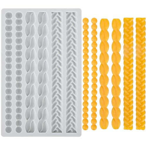 Beasea Silicone Rope Mold, 1 Sheet Fondant Silicone Pie Crust Lace Chain Border Mold for Cake Decorating Sugarcraft Mould Pastry Pies Chocolate Toppers - Image 1