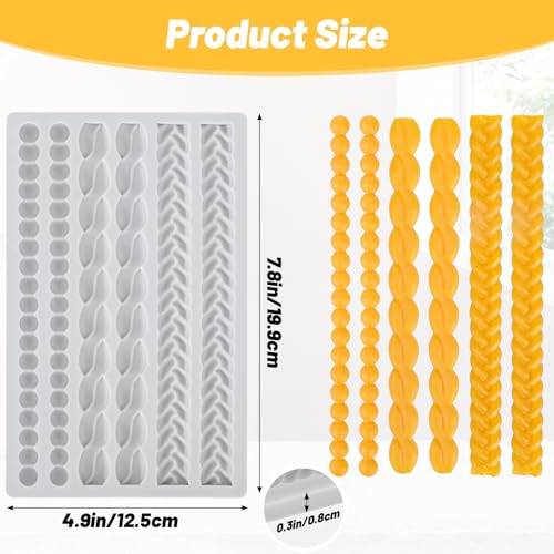 Beasea Silicone Rope Mold, 1 Sheet Fondant Silicone Pie Crust Lace Chain Border Mold for Cake Decorating Sugarcraft Mould Pastry Pies Chocolate Toppers - Image 2