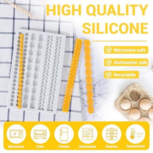 Beasea Silicone Rope Mold, 1 Sheet Fondant Silicone Pie Crust Lace Chain Border Mold for Cake Decorating Sugarcraft Mould Pastry Pies Chocolate Toppers - Image 4