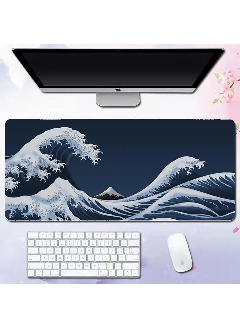 Y&D Sea Wave Pattern For Esports Games Gaming Mouse Pad Extended Large Mat Desk Pad Stitched Edges Mousepad Long Mouse Pad And Non-Slip Rubber Base Mice Pad 800X300X4mm - Image 1