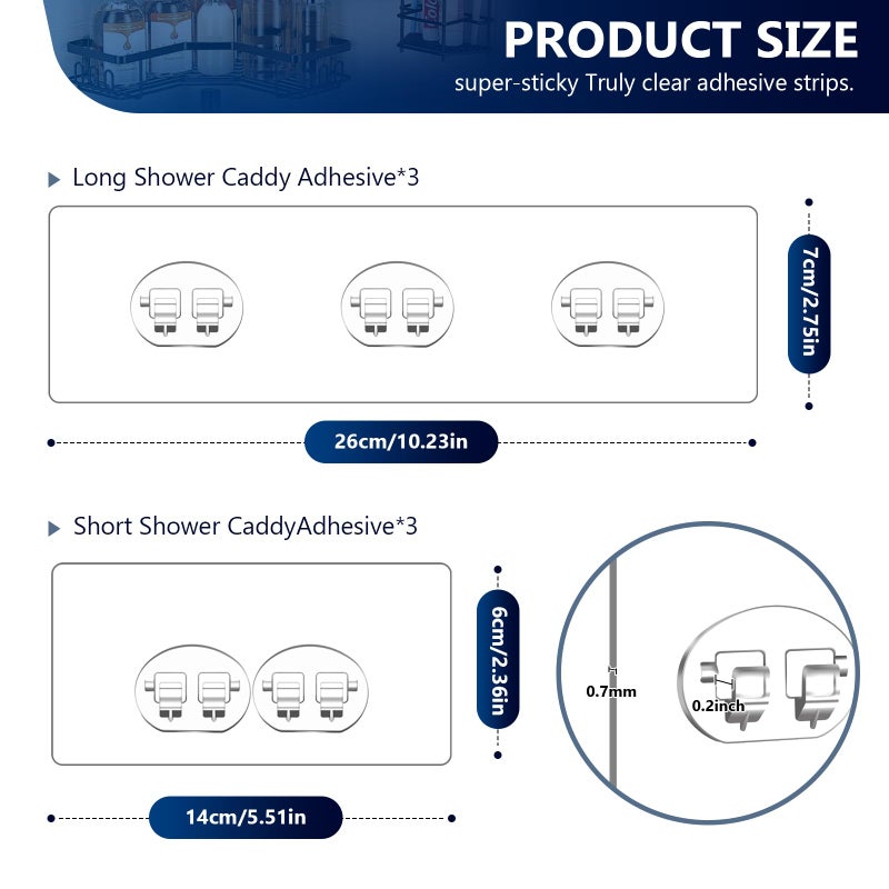 FGSAEOR Shower Caddy Adhesive Replacement Stickers - 6 Pack No Drilling Shower Caddy Adhesive Strips  Strong Adhesive Hooks for Shower Caddy Bathroom Storage Shelves and Kitchen Racks & Soap Holder - Image 2