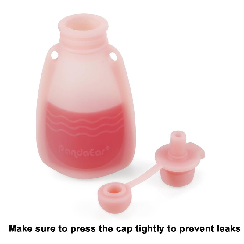 PandaEar Reusable Silicone Baby Food Pouches, 4 Pack Squeeze Pouches for Toddler Kids, BPA-Free Silicone Refillable Baby Food Storage, 5.5 oz - Image 5