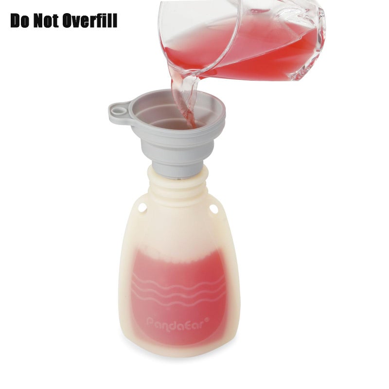 PandaEar Reusable Silicone Baby Food Pouches, 4 Pack Squeeze Pouches for Toddler Kids, BPA-Free Silicone Refillable Baby Food Storage, 5.5 oz - Image 4